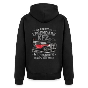 Ich Bin Dieser Legendäre KFZ-Mechaniker - Unisex Premium Bio Zip Hoodie - Schwarz - Hinten - Nico (187cm)