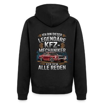 Ich Bin Dieser Legendäre KFZ-Mechaniker - Unisex Premium Bio Zip Hoodie - Schwarz - Hinten - Nico (187cm)