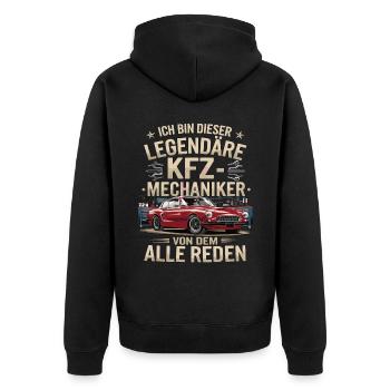 Ich Bin Dieser Legendäre KFZ-Mechaniker - Unisex Premium Bio Zip Hoodie - Schwarz - Hinten - Nico (187cm)