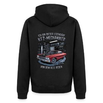 Ich Bin Dieser Legendäre KFZ-Mechaniker - Unisex Premium Bio Zip Hoodie - Schwarz - Hinten - Nico (187cm)