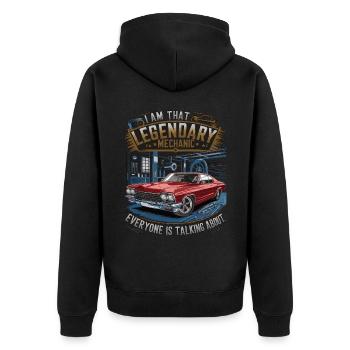 Ich Bin Der Legendäre Mechaniker Von Dem Jeder - Unisex Premium Bio Zip Hoodie - Schwarz - Hinten - Nico (187cm)
