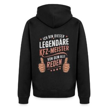 Ich Bin Dieser Legendäre KFZ-Meister - Unisex Premium Bio Zip Hoodie - Schwarz - Hinten - Nico (187cm)