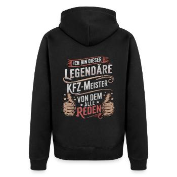 Ich Bin Dieser Legendäre KFZ-Meister - Unisex Premium Bio Zip Hoodie - Schwarz - Hinten - Nico (187cm)