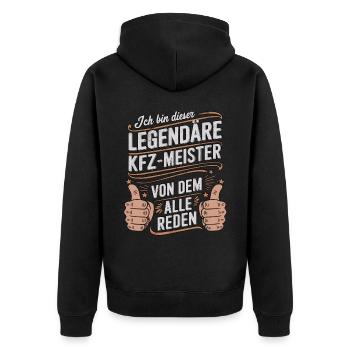 Ich Bin Dieser Legendäre KFZ-Meister - Unisex Premium Bio Zip Hoodie - Schwarz - Hinten - Nico (187cm)