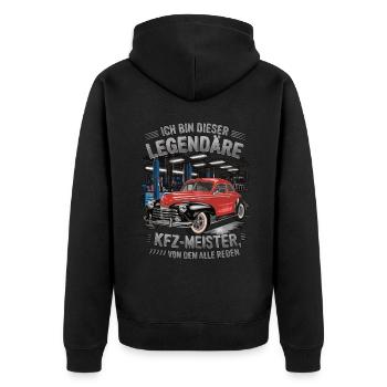 Ich Bin Dieser Legendäre KFZ-Meister - Unisex Premium Bio Zip Hoodie - Schwarz - Hinten - Nico (187cm)