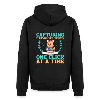 Chat Photographes Chat Amoureux Des Chats Photo - Veste à capuche bio Premium Unisexe - noir - Dos - Nico (187cm)