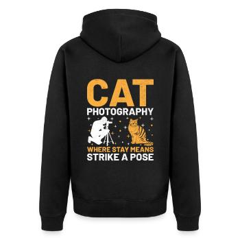 Chat Photographes Chat Amoureux Des Chats Photo - Veste à capuche bio Premium Unisexe - noir - Dos - Nico (187cm)