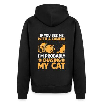 Chat Photographes Chat Amoureux Des Chats Photo - Veste à capuche bio Premium Unisexe - noir - Dos - Nico (187cm)