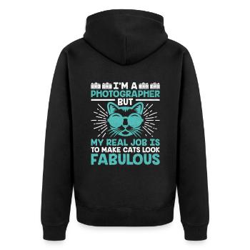 Chat Photographes Chat Amoureux Des Chats Photo - Veste à capuche bio Premium Unisexe - noir - Dos - Nico (187cm)