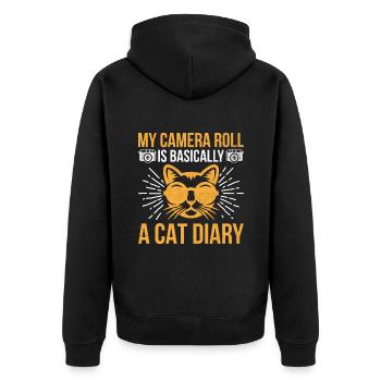 Katzen Fotografen Katzenliebhaber Fotografie Katzen Foto - Unisex Premium Bio Zip Hoodie - Schwarz - Hinten - Nico (187cm)