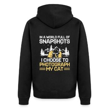 Katzen Fotografen Katzenliebhaber Fotografie Katzen Foto - Unisex Premium Bio Zip Hoodie - Schwarz - Hinten - Nico (187cm)