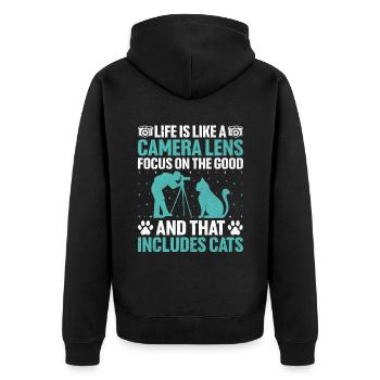 Chat Photographes Chat Amoureux Des Chats Photo - Veste à capuche bio Premium Unisexe - noir - Dos - Nico (187cm)