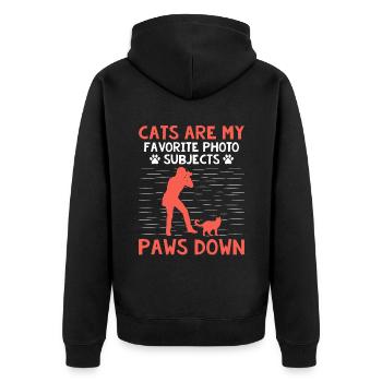 Katzen Fotografen Katzenliebhaber Fotografie Katzen Foto - Unisex Premium Bio Zip Hoodie - Schwarz - Hinten - Nico (187cm)
