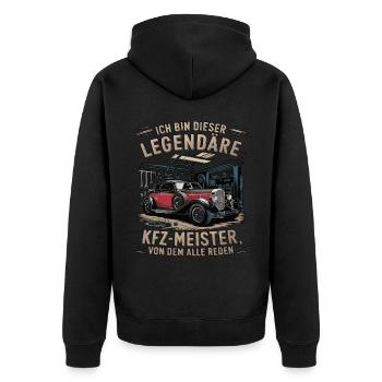 Ich Bin Dieser Legendäre KFZ-Meister - Unisex Premium Bio Zip Hoodie - Schwarz - Hinten - Nico (187cm)
