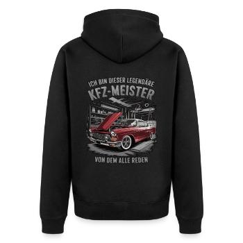 Ich Bin Dieser Legendäre KFZ-Meister - Unisex Premium Bio Zip Hoodie - Schwarz - Hinten - Nico (187cm)