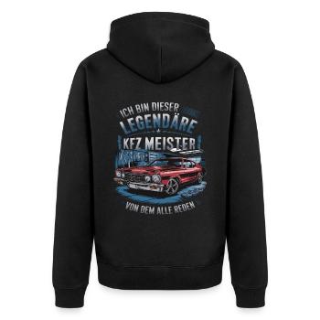 Ich Bin Dieser Legendäre KFZ-Meister - Unisex Premium Bio Zip Hoodie - Schwarz - Hinten - Nico (187cm)