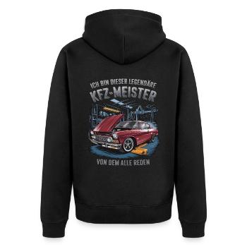 Ich Bin Dieser Legendäre KFZ-Meister - Unisex Premium Bio Zip Hoodie - Schwarz - Hinten - Nico (187cm)
