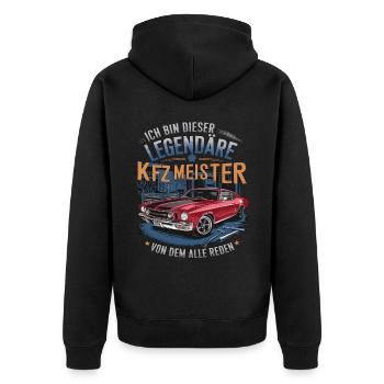 Ich Bin Dieser Legendäre KFZ-Meister - Unisex Premium Bio Zip Hoodie - Schwarz - Hinten - Nico (187cm)