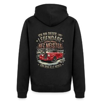 Ich Bin Dieser Legendäre KFZ-Meister - Unisex Premium Bio Zip Hoodie - Schwarz - Hinten - Nico (187cm)