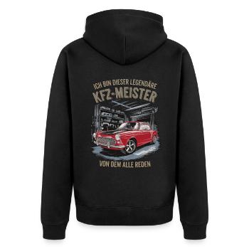 Ich Bin Dieser Legendäre KFZ-Meister - Unisex Premium Bio Zip Hoodie - Schwarz - Hinten - Nico (187cm)