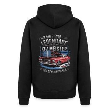 Ich Bin Dieser Legendäre KFZ-Meister - Unisex Premium Bio Zip Hoodie - Schwarz - Hinten - Nico (187cm)