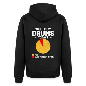Werde ich heute Schlagzeug spielen Schlagzeuger - Unisex Premium Bio Zip Hoodie - Schwarz - Hinten - Nico (187cm)