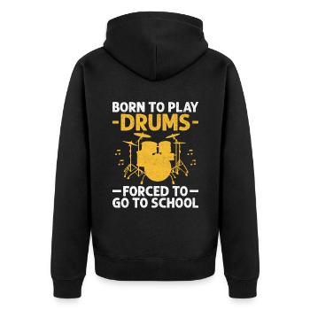 Né pour jouer de la batterie Forcé d’aller à l’école Tambour - Veste à capuche bio Premium Unisexe - noir - Dos - Nico (187cm)