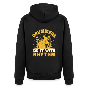 Drummers Do It With Rhythm Drummer Drum Drumming - Unisex Premium Organic Zip Hoodie - black - Back - Nico (187cm)
