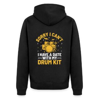 Sorry I Can't I Have A Date With My Drum Kit Drumm - Unisex Premium Bio Zip Hoodie - Schwarz - Hinten - Nico (187cm)