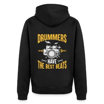 Schlagzeuger haben die besten Beats Schlagzeuger Schlagzeug Schlagzeug - Unisex Premium Bio Zip Hoodie - Schwarz - Hinten - Nico (187cm)