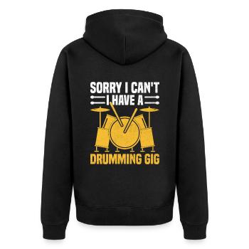 Sorry I Can't I Have A Drumming Gig Drum Drummer - Unisex Premium Bio Zip Hoodie - Schwarz - Hinten - Nico (187cm)