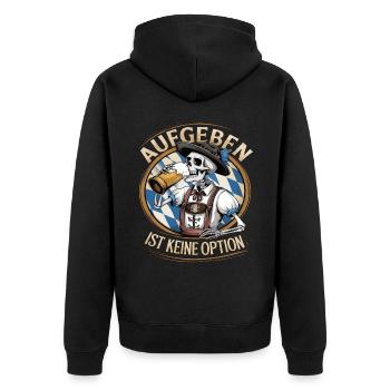 Aufgeben ist keine Option Bier Oktober - Unisex Premium Bio Zip Hoodie - Schwarz - Hinten - Nico (187cm)