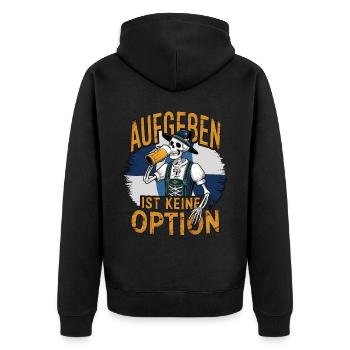 Aufgeben ist keine Option Bier Oktober - Unisex Premium Bio Zip Hoodie - Schwarz - Hinten - Nico (187cm)