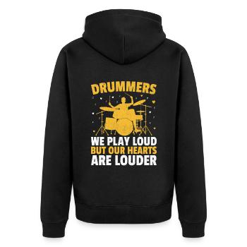 Drummers We Play Loud But Our Hearts Are Louder Dr - Unisex Premium Organic Zip Hoodie - black - Back - Nico (187cm)