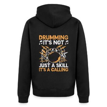 Trommeln Es ist nicht nur eine Fähigkeit, es ist eine rufende Trommel - Unisex Premium Bio Zip Hoodie - Schwarz - Hinten - Nico (187cm)