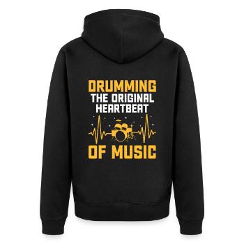 Trommeln Der Original Herzschlag Der Musik Trommel Trommel - Unisex Premium Bio Zip Hoodie - Schwarz - Hinten - Nico (187cm)