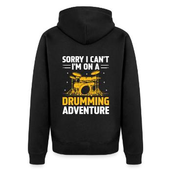 Sorry I Can't I'm On A Drumming Adventure Drum Dru - Unisex Premium Bio Zip Hoodie - Schwarz - Hinten - Nico (187cm)