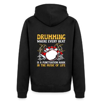 Drumming Where Every Beat Is A Punctuation Mark In - Unisex Premium Organic Zip Hoodie - black - Back - Nico (187cm)