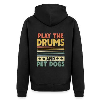 Spielen Sie Die Trommeln Und Haustierhunde Trommeltrommel Trommler - Unisex Premium Bio Zip Hoodie - Schwarz - Hinten - Nico (187cm)