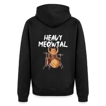 Heavy Meowtal tambour tambour batteur amoureux des chats - Veste à capuche bio Premium Unisexe - noir - Dos - Nico (187cm)