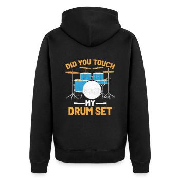 Hast du mein Schlagzeug berührt Schlagzeug Schlagzeug Schlagzeuger - Unisex Premium Bio Zip Hoodie - Schwarz - Hinten - Nico (187cm)