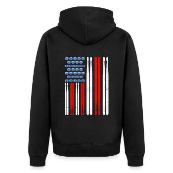 Drapeau américain tambour Patriot Tambour Mélomane Dru - Veste à capuche bio Premium Unisexe - noir - Dos - Nico (187cm)