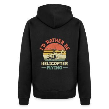 Ich wäre lieber Hubschrauberflieger Pilot Chop - Unisex Premium Bio Zip Hoodie - Schwarz - Hinten - Nico (187cm)