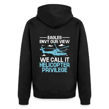 Eagles Envy Our View We Call It Helicopter Privile - Unisex Premium Organic Zip Hoodie - black - Back - Nico (187cm)