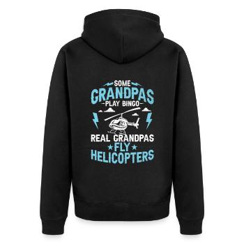Einige Opas spielen Bingo Echte Opas Fly Helicop - Unisex Premium Bio Zip Hoodie - Schwarz - Hinten - Nico (187cm)