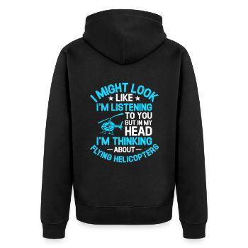You But In My Head I'm Thinking About Flying Helic - Unisex Premium Organic Zip Hoodie - black - Back - Nico (187cm)