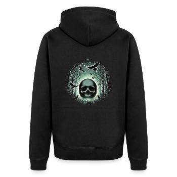 Skeleton Skull Rose Retro Rose Lover Graphic - Unisex Premium Organic Zip Hoodie - black - Back - Nico (187cm)