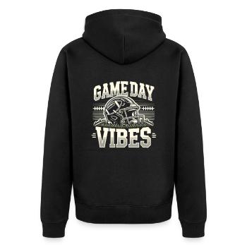 Game Day Vibes-fußballdesign - Unisex Premium Bio Zip Hoodie - Schwarz - Hinten - Nico (187cm)