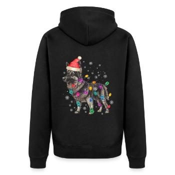Chien avec chapeau de Père Noël et guirlandes lumineuses - Veste à capuche bio Premium Unisexe - noir - Dos - Nico (187cm)