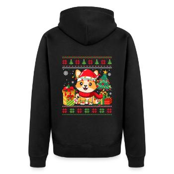 Design « Chat mignon avec chapeau de Père Noël » - Veste à capuche bio Premium Unisexe - noir - Dos - Nico (187cm)
